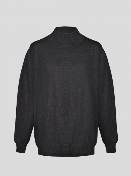 Pull Mérinos Pietro Col Cheminée Anthracite Capel Grande Taille