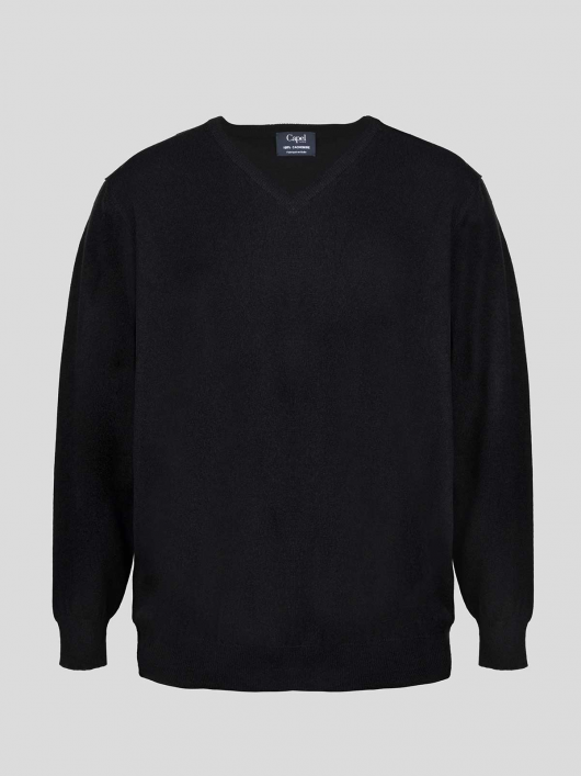 Pull Cachemire Col V Enzo Noir Capel Grande Taille