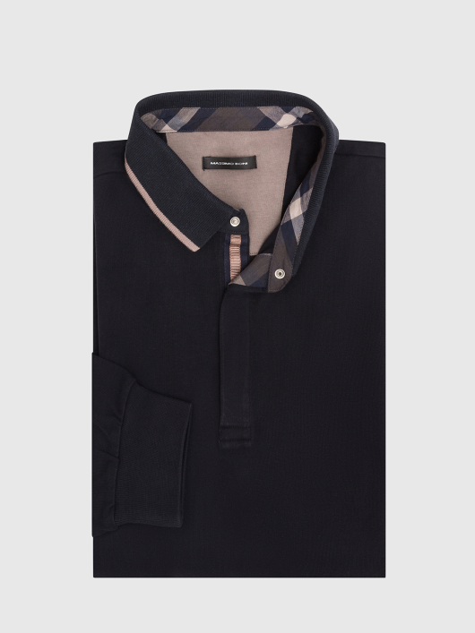 Polo Manches longues marine homme grandes tailles