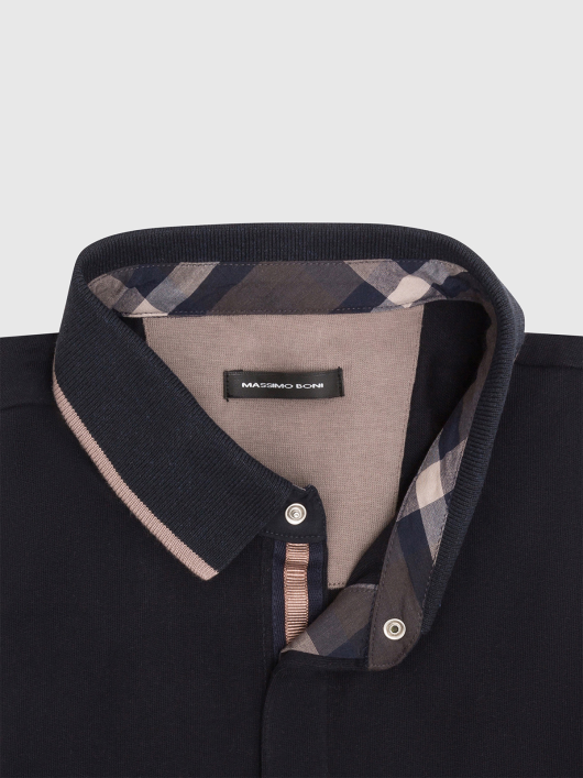 Polo Manches longues marine homme grandes tailles