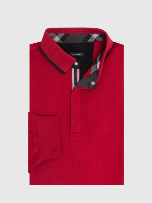 Polo Manches longues rouge homme grandes tailles