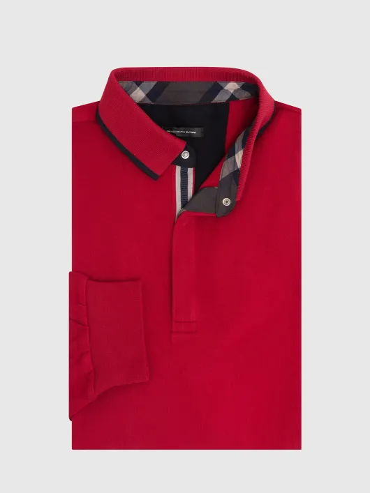 Polo Manches longues rouge homme grandes tailles