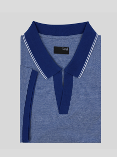 Polo col V oxford bleu roi homme grande taille | Capel