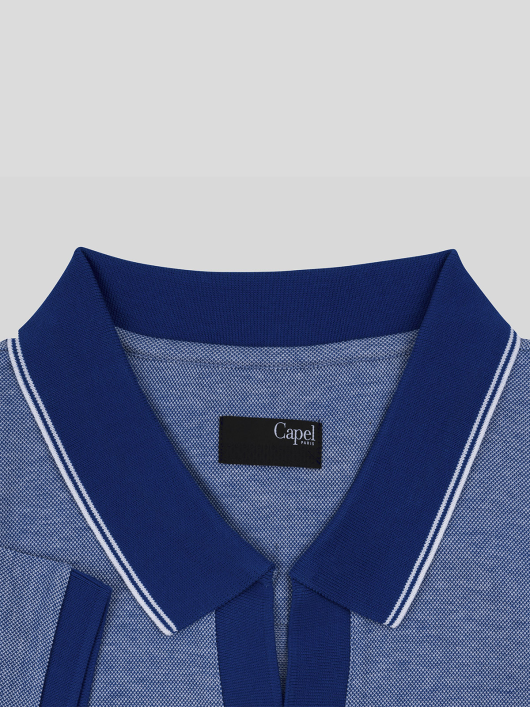 Polo col V oxford bleu roi homme grande taille | Capel