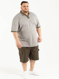 Polo col V oxford vert kaki homme grande taille | Capel