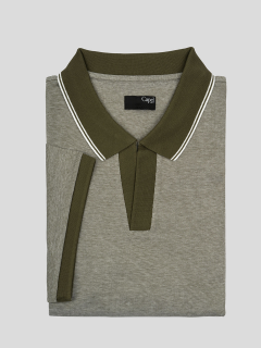 Polo col V oxford vert kaki homme grande taille | Capel