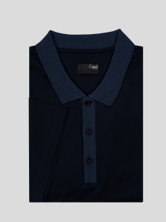 Polo marine coton égyptien mercerisé homme grande taille | Capel