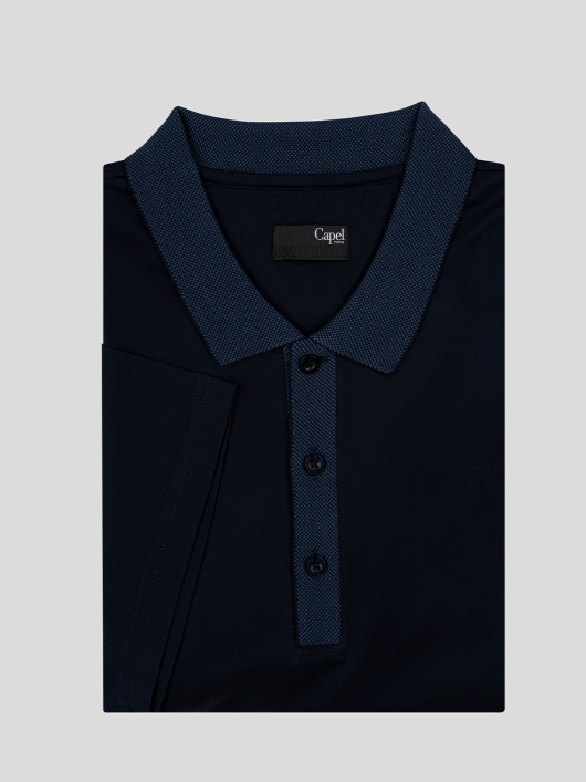 Polo marine coton égyptien mercerisé homme grande taille | Capel