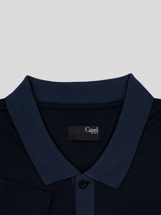 Polo marine coton égyptien mercerisé homme grande taille | Capel