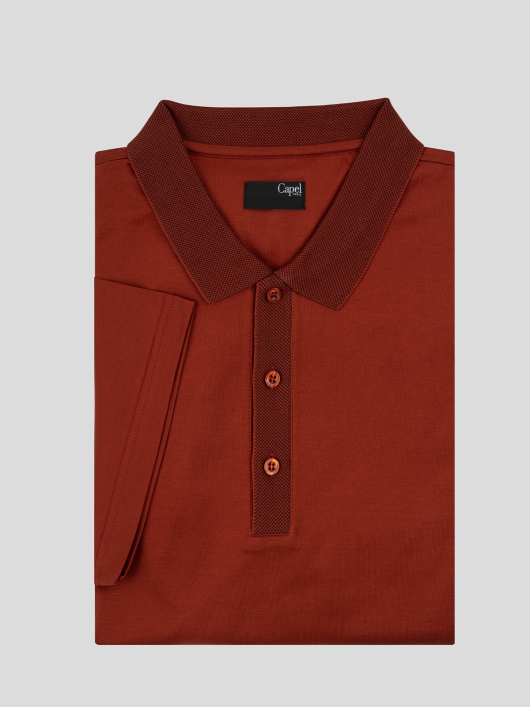 Polo orange coton égyptien mercerisé homme grande taille | Capel