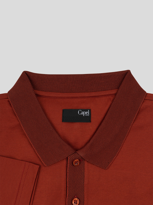 Polo orange coton égyptien mercerisé homme grande taille | Capel