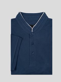 Polo col mao marine coton piqué homme grande taille | Capel