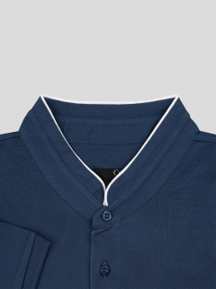 Polo col mao marine coton piqué homme grande taille | Capel