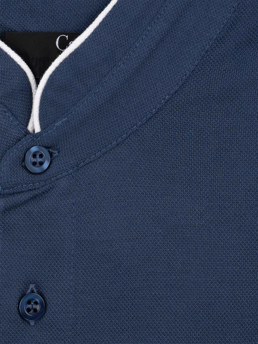 Polo col mao marine coton piqué homme grande taille | Capel