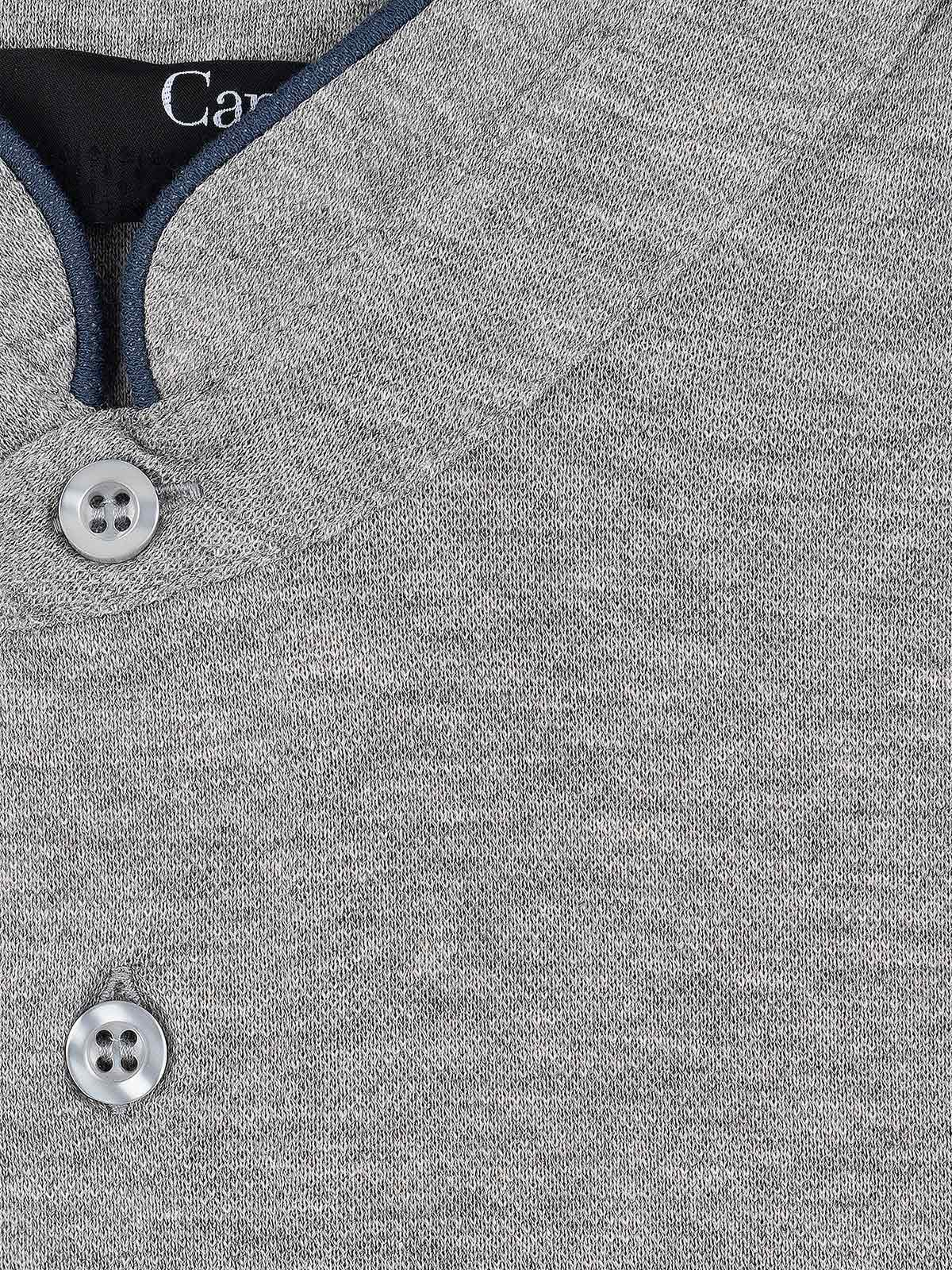 Polo col mao gris chiné coton piqué homme grande taille