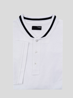 Polo col baseball blanc coton piqué homme grande taille | Capel