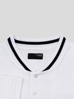 Polo col baseball blanc coton piqué homme grande taille | Capel