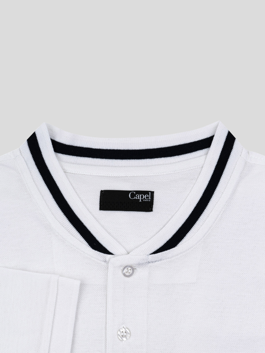 Polo col baseball blanc coton piqué homme grande taille | Capel
