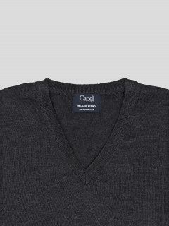Pull Merinos Col V Uni Capel Grandes Tailles  homme grande taille - Capelstore