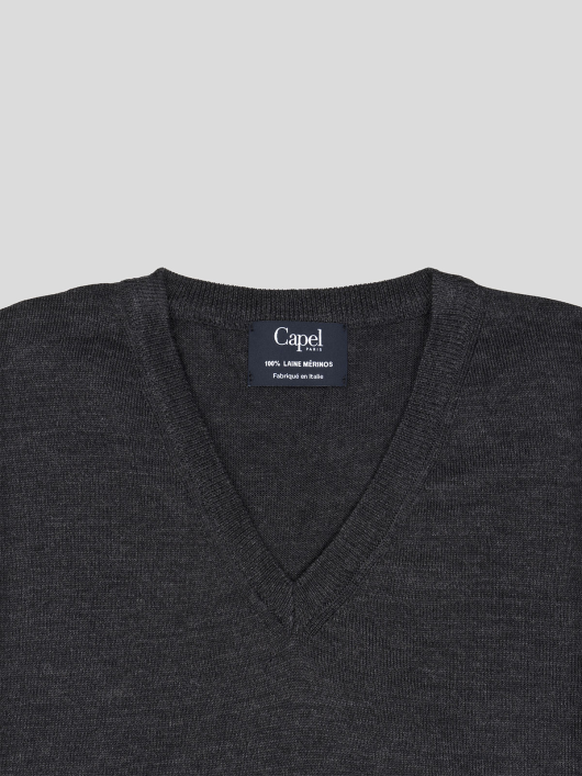 Pull Merinos Col V Uni Capel Grandes Tailles homme grande taille - Capelstore
