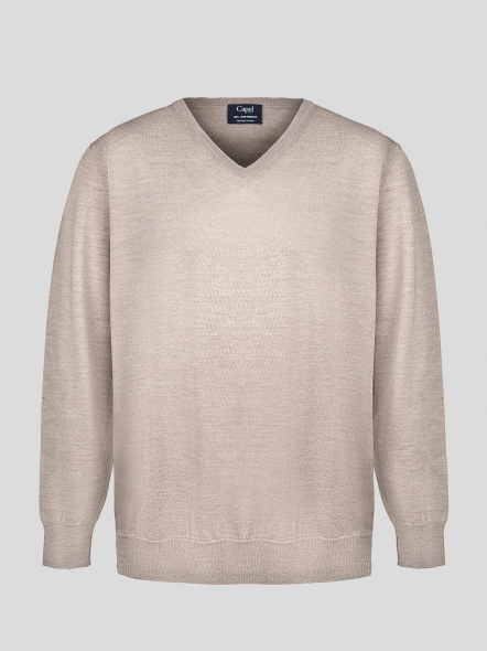 Pull Merinos Col V Como Beige Capel Grande Taille