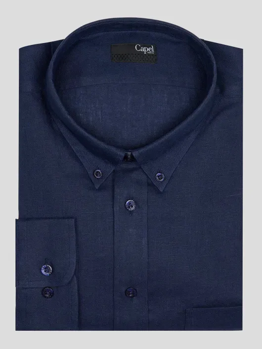 Chemise Ml Unie Lin Capel Grande Taille  homme grande taille - Capelstore