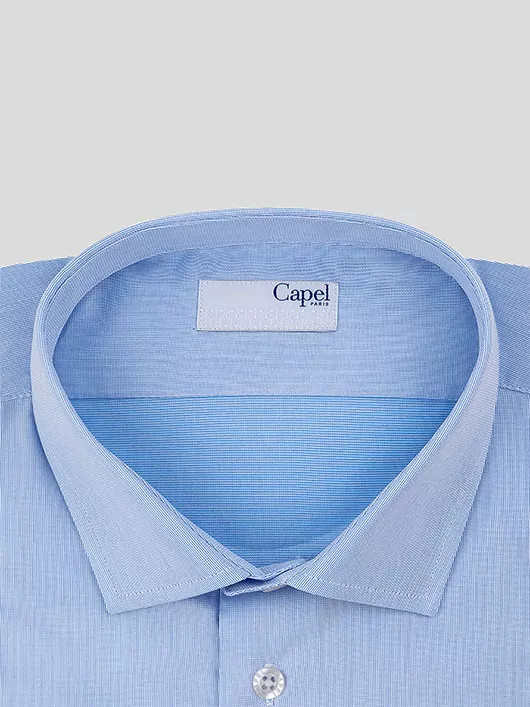 Chemise en coton Dobby bleu ciel homme grande taille | Capel