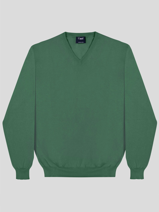 Pull Coton Uni Col V Capel Grande Taille  homme grande taille - Capelstore