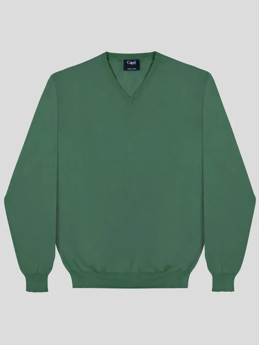 Pull Coton Uni Col V Capel Grande Taille  homme grande taille - Capelstore