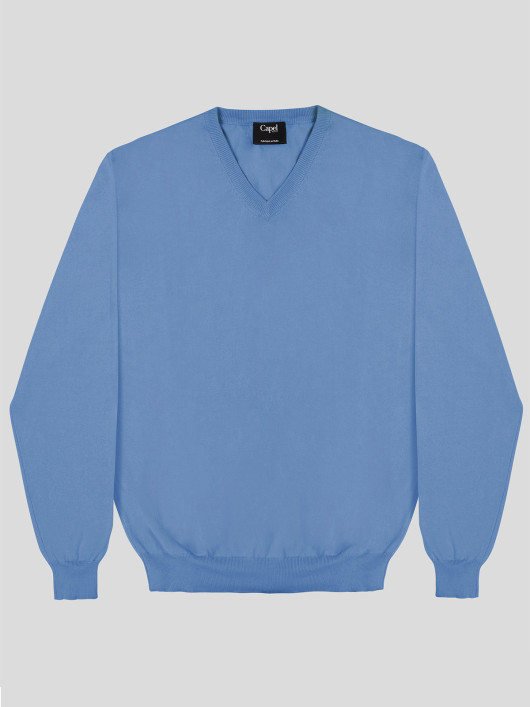 Pull Coton Uni Col V Capel Grande Taille  homme grande taille - Capelstore