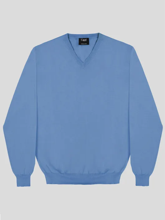 Pull Coton Uni Col V Capel Grande Taille  homme grande taille - Capelstore