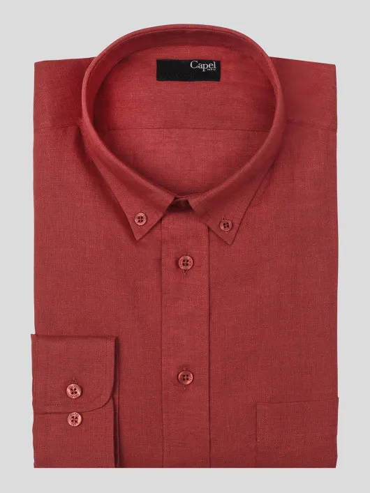Chemise Ml Unie Lin Capel Grande Taille  homme grande taille - Capelstore