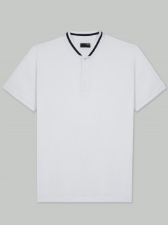 Polo col baseball blanc coton piqué homme grande taille | Capel