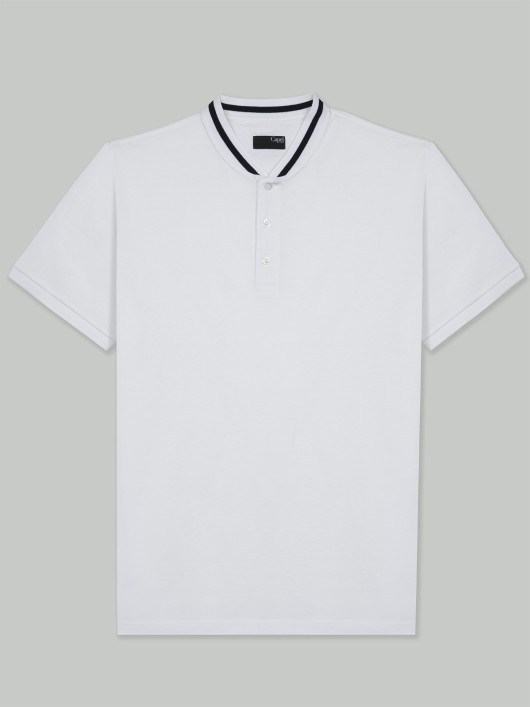 Polo col baseball blanc coton piqué homme grande taille | Capel