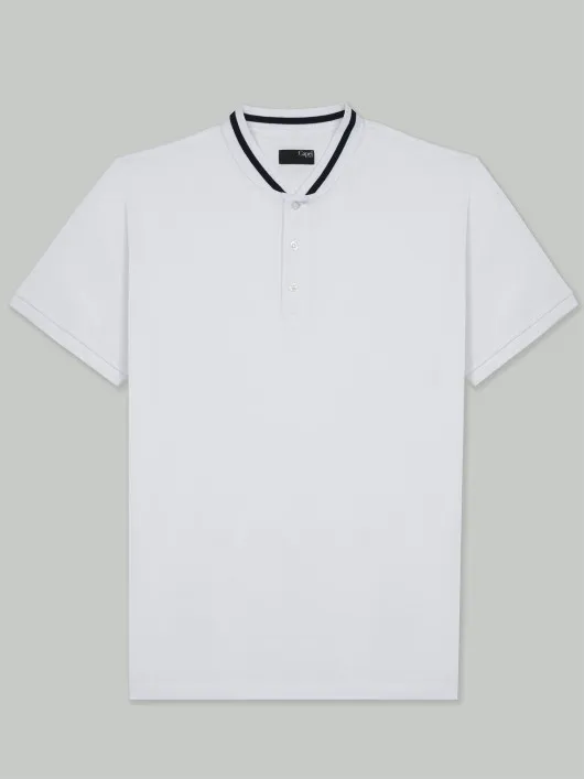 Polo col baseball blanc coton piqué homme grande taille | Capel