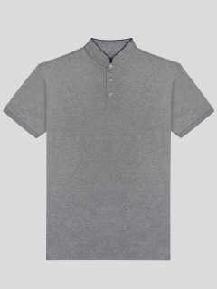 Polo col mao gris chiné coton piqué homme grande taille | Capel