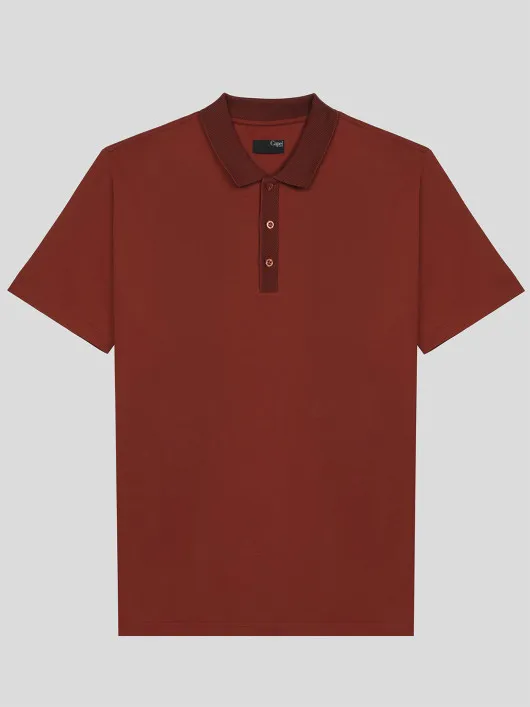 Polo orange coton égyptien mercerisé homme grande taille | Capel