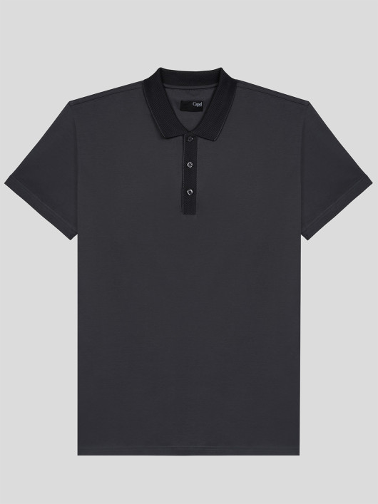 Polo gris coton égyptien mercerisé homme grande taille | Capel