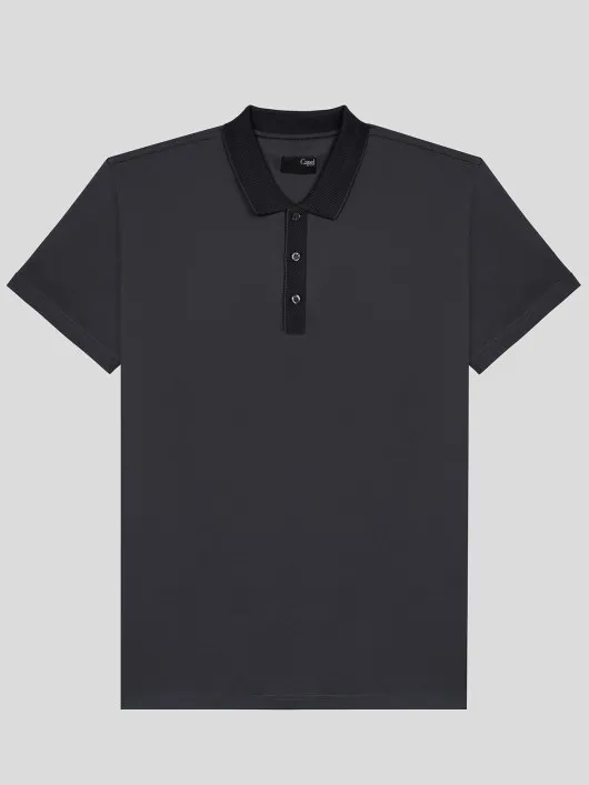 Polo gris coton égyptien mercerisé homme grande taille | Capel