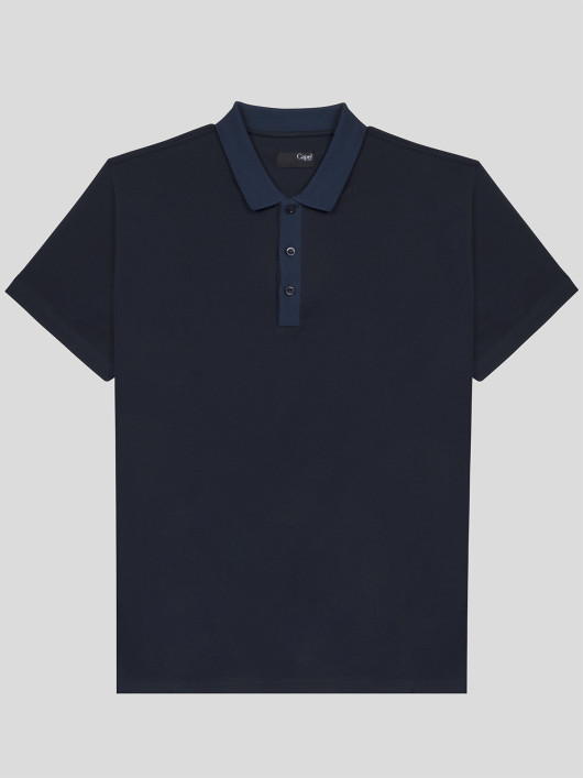 Polo marine coton égyptien mercerisé homme grande taille | Capel