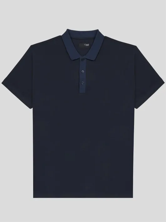 Polo marine coton égyptien mercerisé homme grande taille | Capel