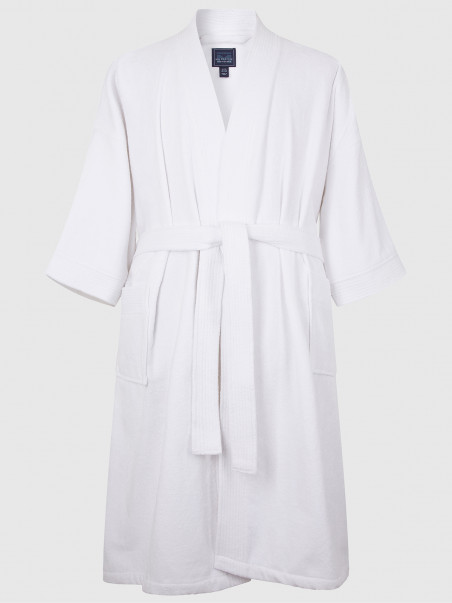 Peignoir Kimono Uni Blanc Grande Taille