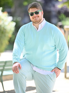 Pull Coton Uni Col V Capel Grande Taille  homme grande taille - Capelstore