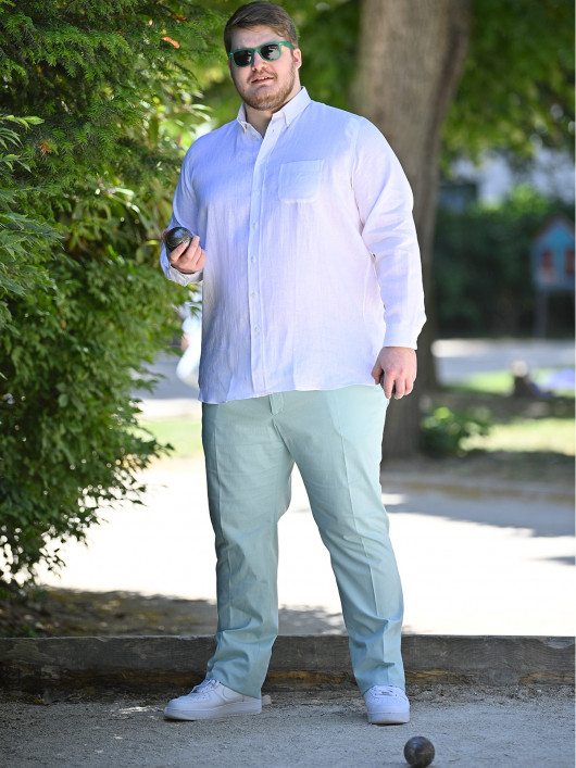 Pantalon Gary avec cordon, Lin & Coton, Turquoise Capel Grande Taille