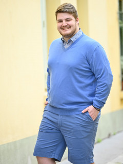 Pull Coton Uni Col V Capel Grande Taille  homme grande taille - Capelstore