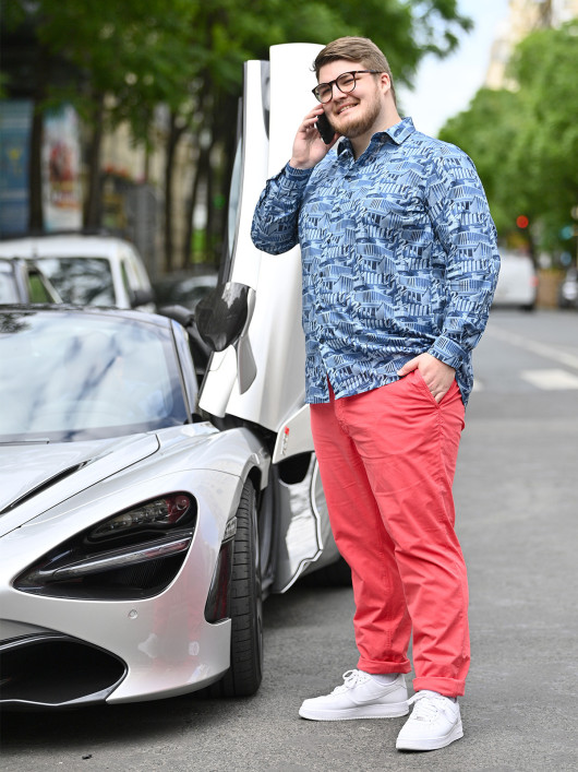 Chino Uni Corail Capel Grande Taille  homme grande taille - Capelstore