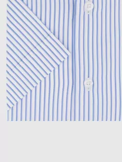 Chemise à rayures bleues et blanc manches courtes coton homme grande taille | Capel