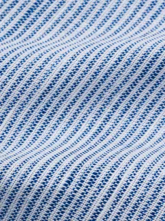 Chemise à rayures col mao coton lin bleu ciel homme grande taille | Capel