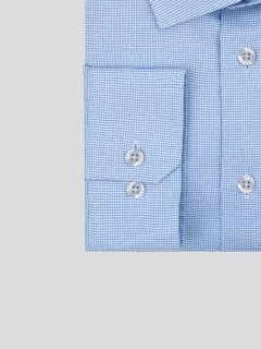 Chemise coton double retors micro motifs carreaux bleu ciel homme grande taille | Capel