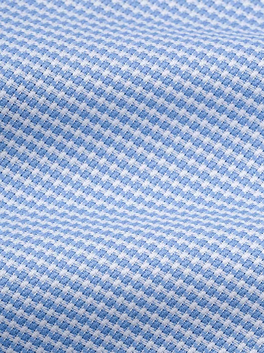Chemise coton double retors micro motifs carreaux bleu ciel homme grande taille | Capel